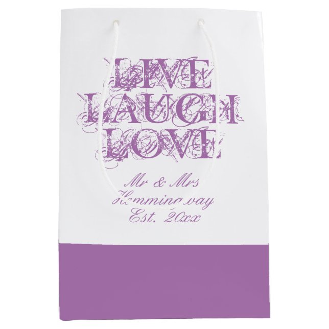 Live-Lavendel Liebe Hochzeitsgäste Geschenktasche Mittlere Geschenktüte (Vorderseite)