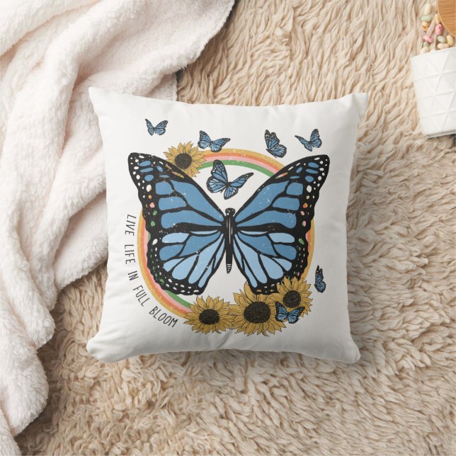 Live-Leben in Vollblut Schmetterling Sonnenblumen Kissen (Decke)