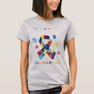 Live, Liebe, Akzeptanz, Autismus, Bewusstsein, Wit T-Shirt