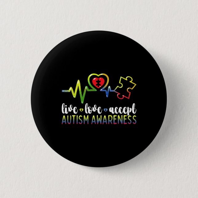 Live-Liebe Akzeptieren Autismus-Bewusstsein Button (Vorderseite)