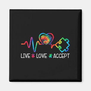 Live-Liebe Akzeptieren Autismus Bewusstsein Herzsc Magnet