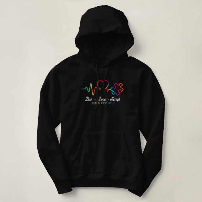 Live-Liebe Akzeptieren Autismus-Bewusstsein Hoodie (Design vorne)