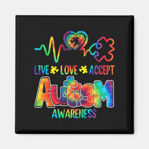 Live-Liebe Akzeptieren Autismus-Bewusstseinsunters Magnet