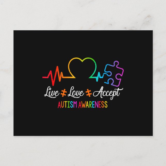 Live-Liebe Akzeptieren Autismus Sensibilisierung G Postkarte (Vorderseite)