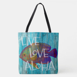 Live-Liebe Aloha Tropical Fish Beach Sign Beach Ba Tasche