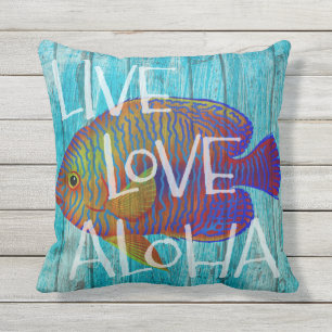Live-Liebe Aloha Tropical Fish Beach Sign Kissen