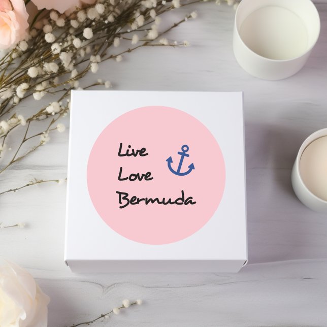 Live-Liebe Bermuda-Skripttext mit Anchor Runder Aufkleber (Von Creator hochgeladen)
