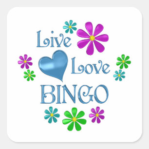 Live Liebe Bingo Quadratischer Aufkleber