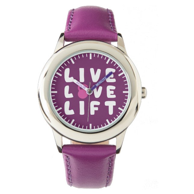 Live, Liebe, Fitness Lift Armbanduhr (Vorderseite)