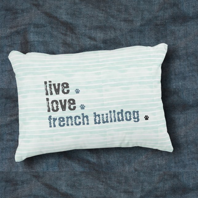 Live Liebe French Bulldog Frenchie Dekokissen (French Bulldog lovers, this throw pillow is perfect to show off your favorite pup!)
