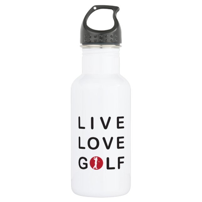 Live, Liebe, Golf, Aluminium Trinkflasche (Vorderseite)