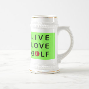 Live Liebe Golf Golfspielen Rotes Schwarzes Bierglas