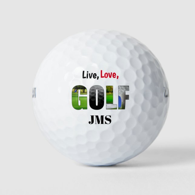 Live-Liebe Golf Monogram Golfball (Vorderseite)