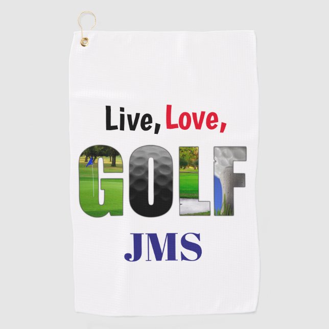 Live-Liebe Golf Monogram Golfhandtuch (Vorderseite)