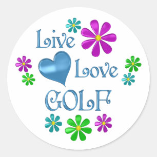 Live Liebe Golf Runder Aufkleber