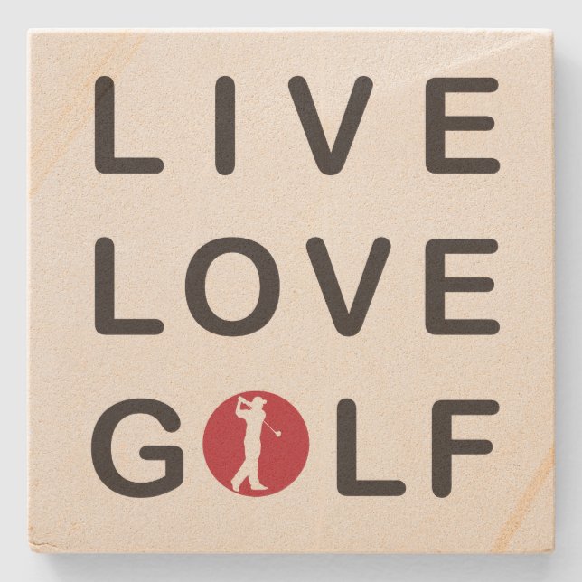Live-Liebe Golf und Untersetzer aus Stein. (Vorderseite)