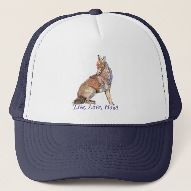Live-Liebe Howl Fun Zitat Howling Coyotes Truckerkappe (Vorderseite)