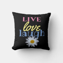 Live-Liebe Lächeln lustig Schwarz Kissen Kissen