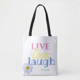 Live Liebe Lächeln lustig White Tote Bag Tasche