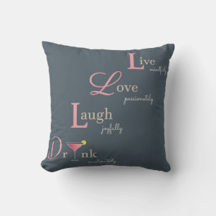 Live-Liebe Lächeln und Drink-Cocktail Kissen