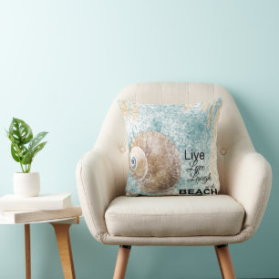 Live, Liebe, Lachen am Strand  Throw-Kissen Kissen