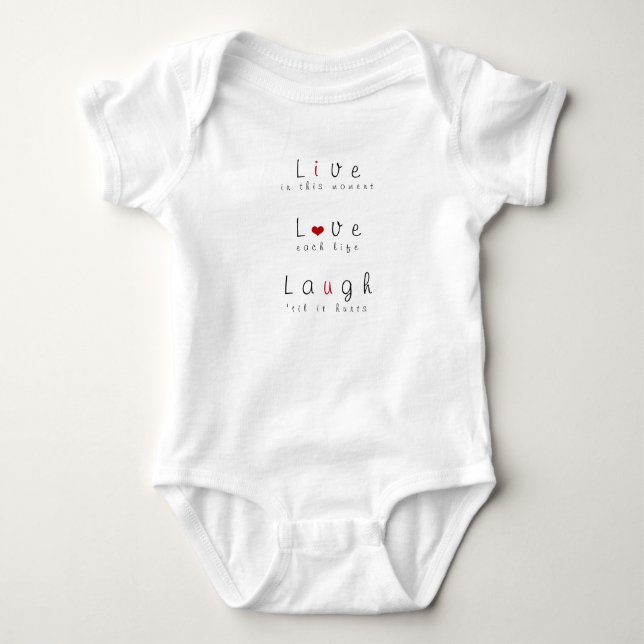 Live, Liebe, Lachen Baby Strampler (Vorderseite)