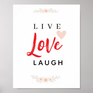 Live Liebe Lachen Florale Typografie Poster