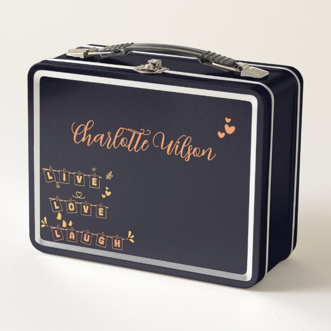 Live-Liebe lachen Niedlicher Notedry Personalize Metall Brotdose (Vorderseite)