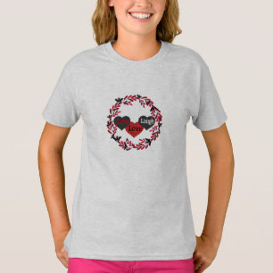 Live-Liebe lacht Rot, Weiß und Schwarzes Herz-Desi T-Shirt