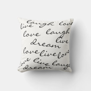 Live-Liebe lacht Traumtypografie Kissen