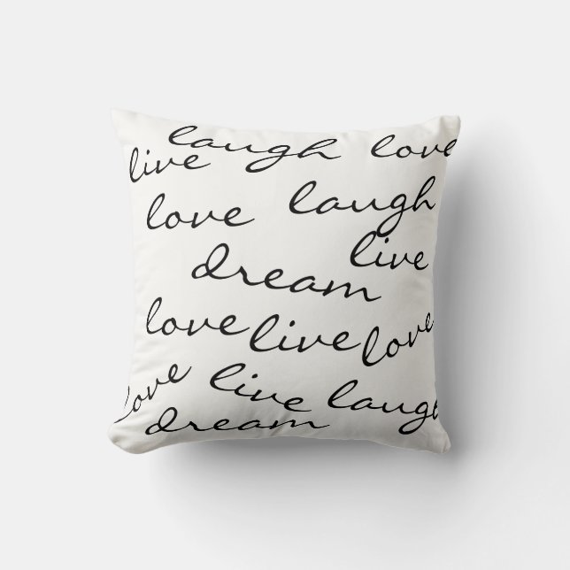 Live-Liebe lacht Traumtypografie Kissen (Vorderseite)