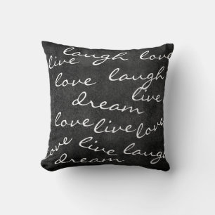 Live-Liebe lacht Traumtypografie Kissen