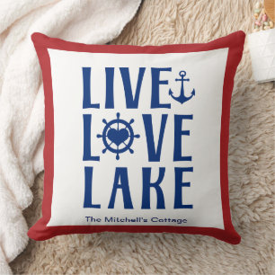 Live Liebe Lake - Wasserschiff Lakehouse Kissen