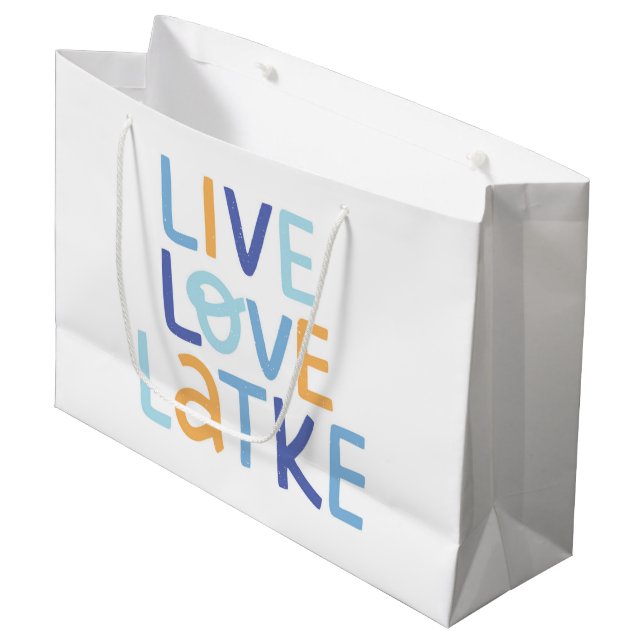 Live-Liebe Latke Hanukkah Design Große Geschenktüte (Vorderseite Schrägansicht)
