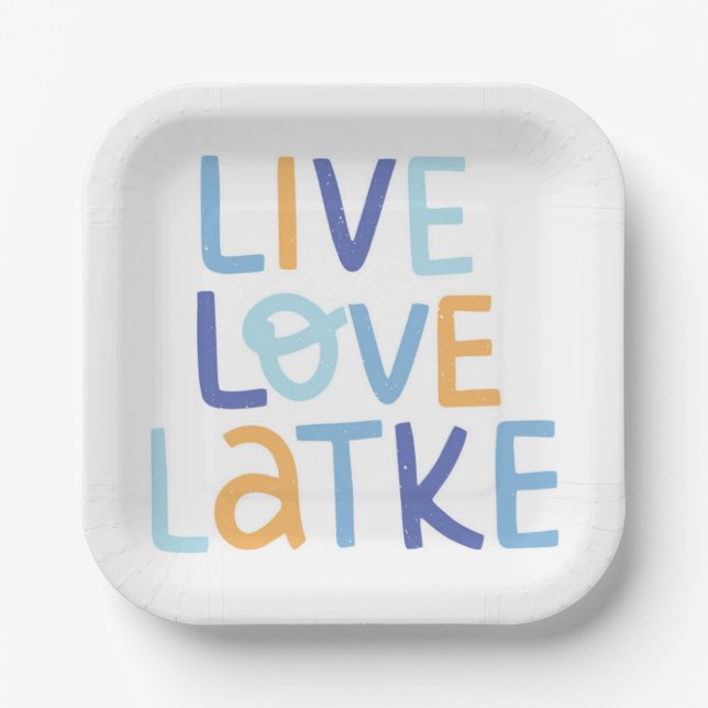 Live-Liebe Latke Hanukkah Design Pappteller (Vorderseite)