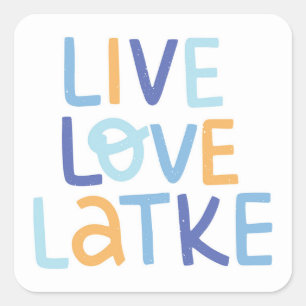 Live-Liebe Latke Hanukkah Design Quadratischer Aufkleber