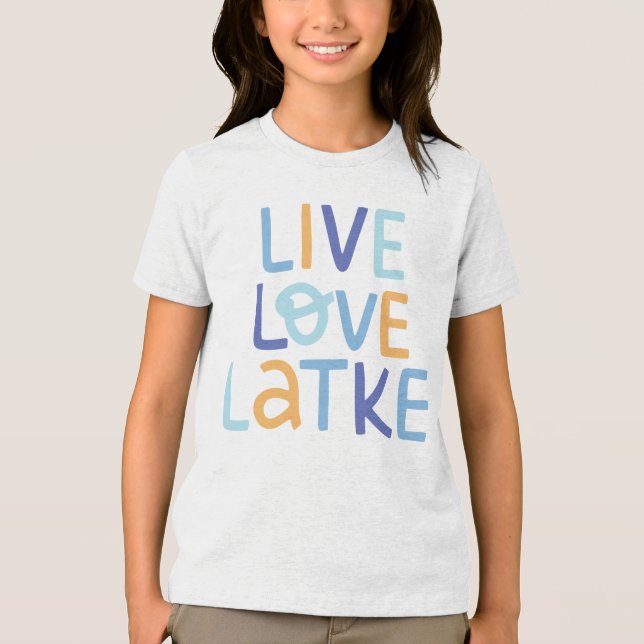 Live-Liebe Latke Hanukkah Design Tri-Blend Shirt (Vorderseite)
