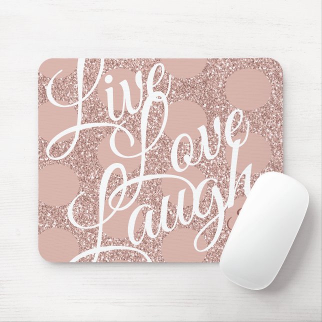 Live-Liebe Lauchen Rosa Glitzer Rose Dot Monogramm Mousepad (Mit Mouse)
