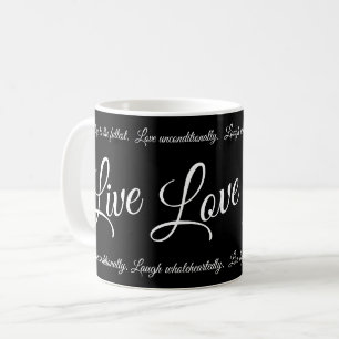 Live Liebe Laugh Elegantes Weißes Drehbuch auf Sch Kaffeetasse