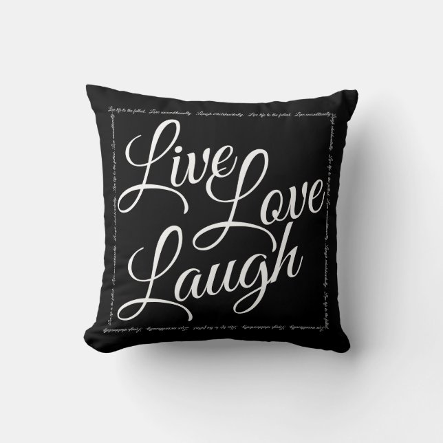 Live Liebe Laugh Elegantes Weißes Drehbuch auf Sch Kissen (Vorderseite)