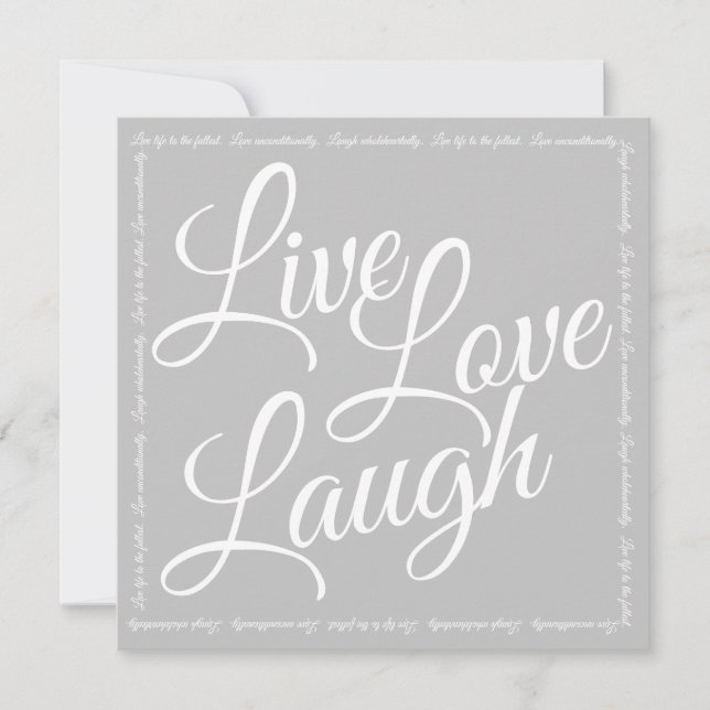 Live-Liebe Laugh Elegantes Weißes Script Grauen Gr (Vorderseite)