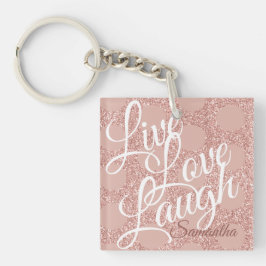 Live-Liebe Laugh Rose Polka Dot Pink Glitzer Name Schlüsselanhänger