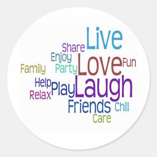 Live Liebe Laugh Runder Aufkleber (Vorderseite)