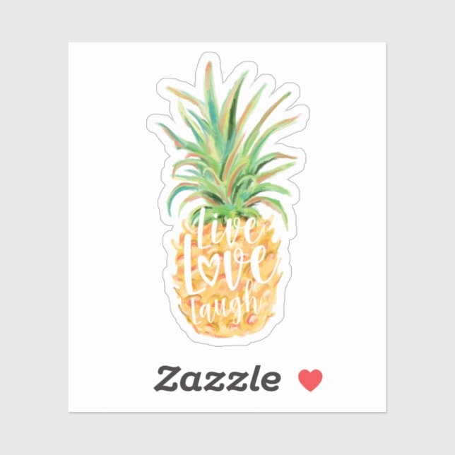 Live Liebe Laugh Wasserfarbe Ananas Obst Aufkleber (Blatt)
