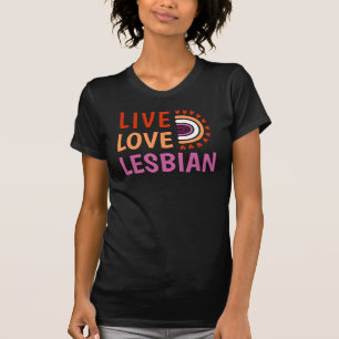 Live Liebe Lesbian feiert Diversity boho Regenboge T-Shirt