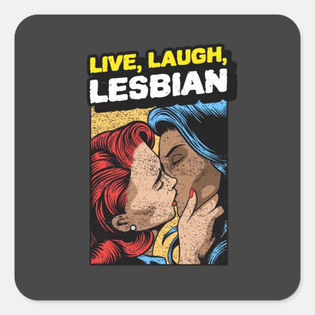Live Liebe Lesbian Quadratischer Aufkleber (Vorderseite)
