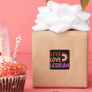 Live Liebe Lesbischer Boho Regenbogen feiert Diver Quadratischer Aufkleber