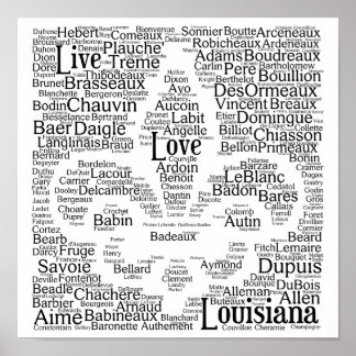 Live, Liebe, Louisiana Last Names Fleur - De - Lis Poster