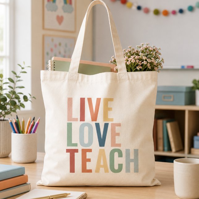 Live-Liebe Rainbow-Lehrer Wertschätzung Tragetasche (Live Love Teach Rainbow Teacher Appreciation Tote Bag)
