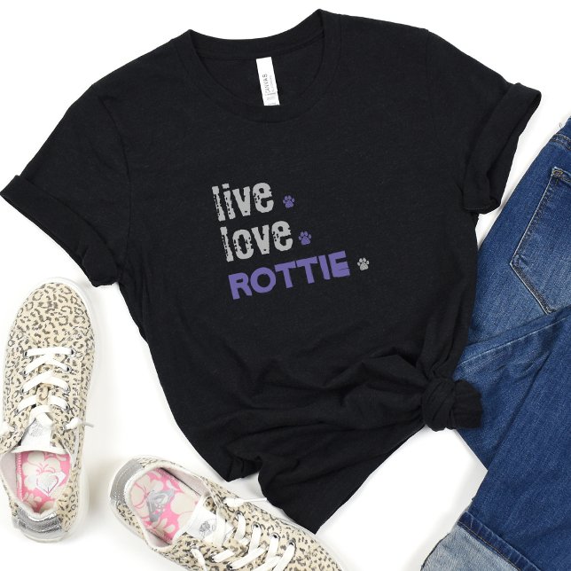 Live Liebe Rottie Mama T - Shirt (This casual Black Tshirt with Live.love.Rottie is super cute, especially for just chilling!)